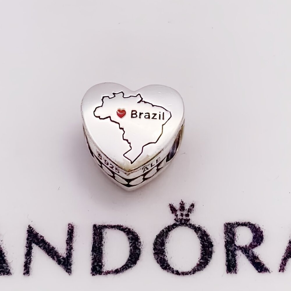 Pandora I love Brazil Heart Charm